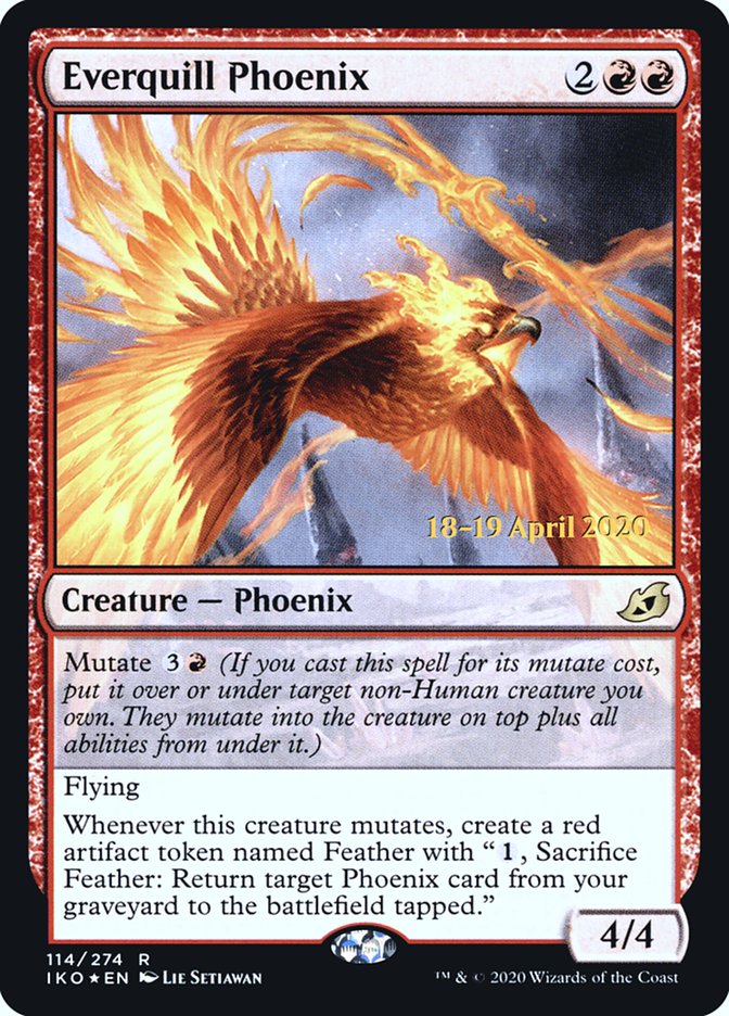 Everquill Phoenix [Ikoria: Lair of Behemoths Prerelease Promos] | Good Games Cannington