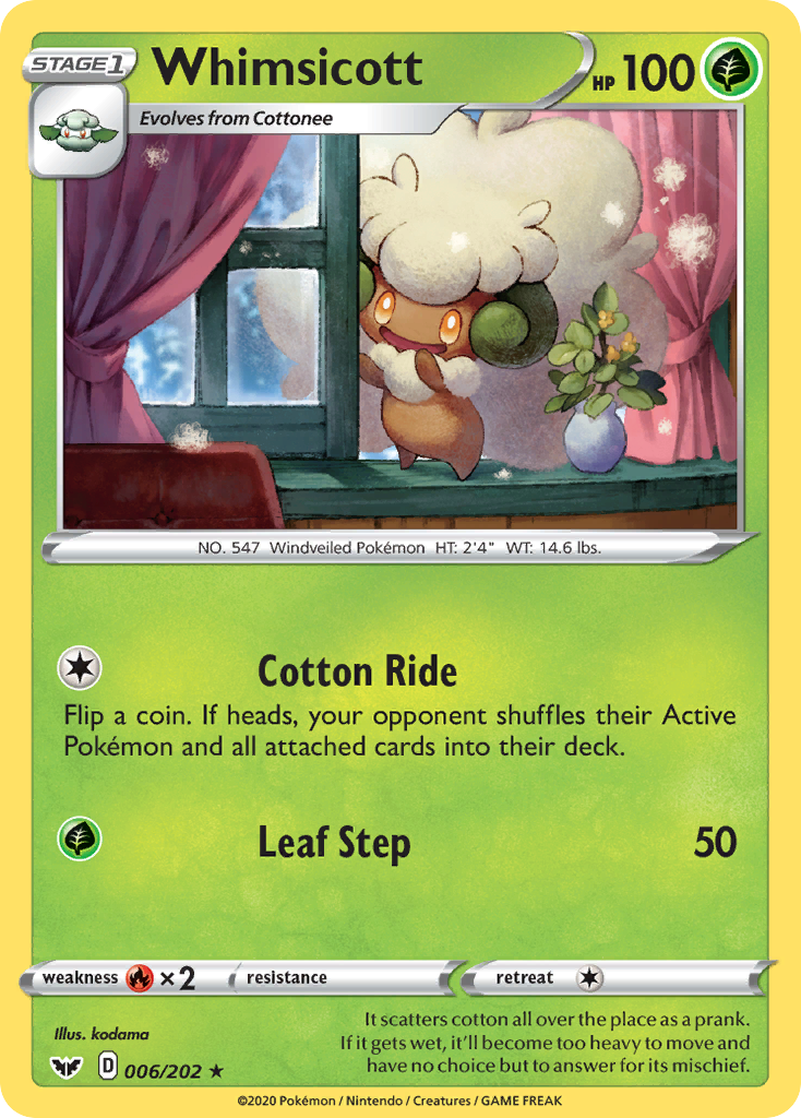 Whimsicott (006/202) [Sword & Shield: Base Set] | Good Games Cannington