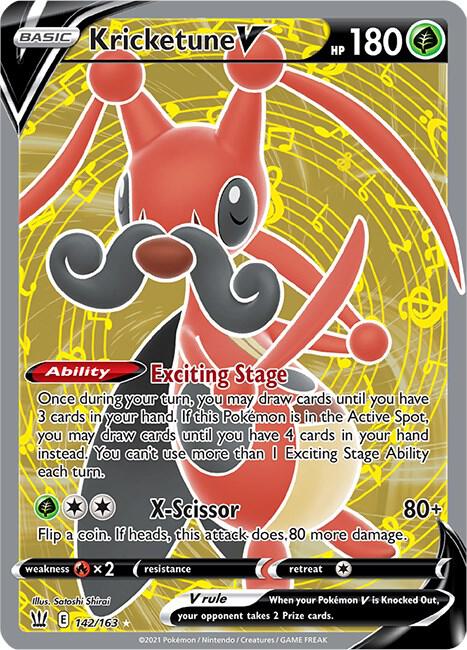 Kricketune V Full Art 142/163 (SWSH05: Battle Styles)  - Holofoil | Good Games Cannington