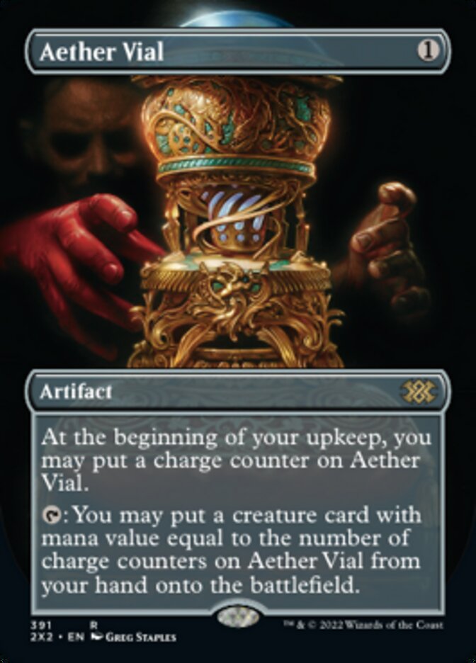 Aether Vial (Borderless Alternate Art) [Double Masters 2022] | Good Games Cannington