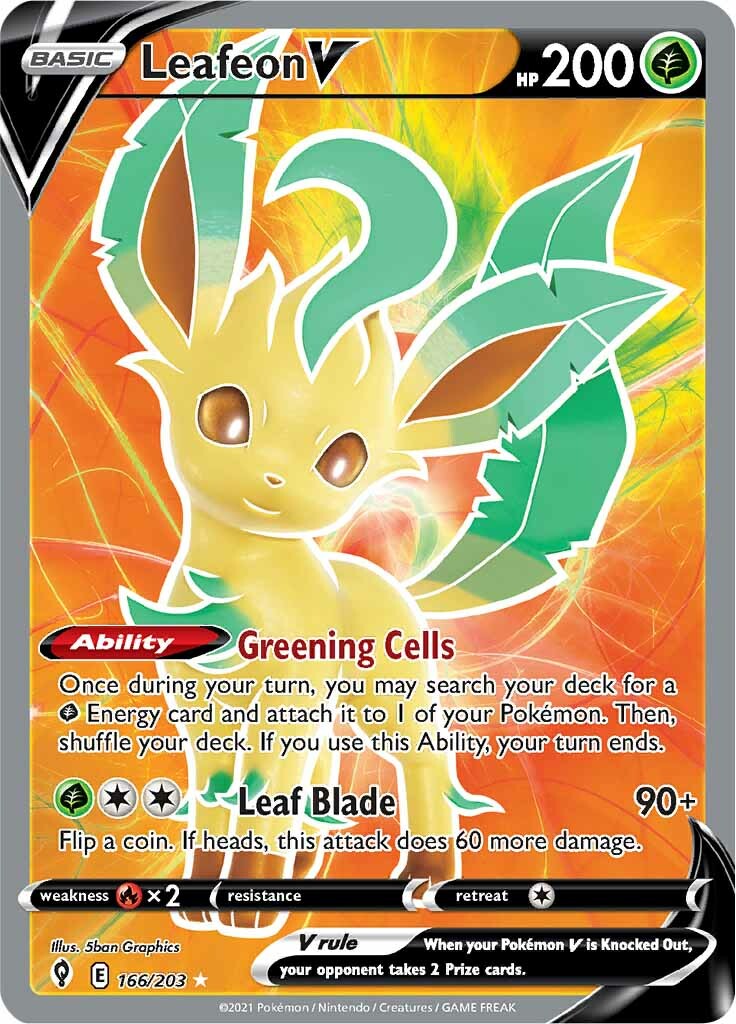 Leafeon V (166/203) [Sword & Shield: Evolving Skies] | Good Games Cannington