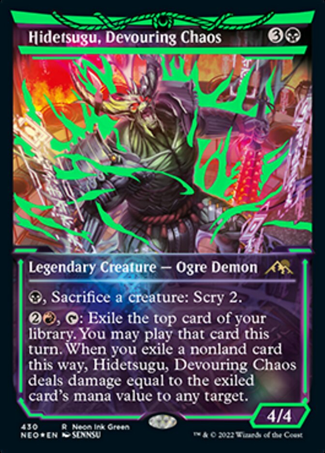 Hidetsugu, Devouring Chaos (Neon Ink Green) [Kamigawa: Neon Dynasty] | Good Games Cannington