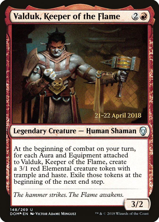 Valduk, Keeper of the Flame [Dominaria Prerelease Promos] | Good Games Cannington