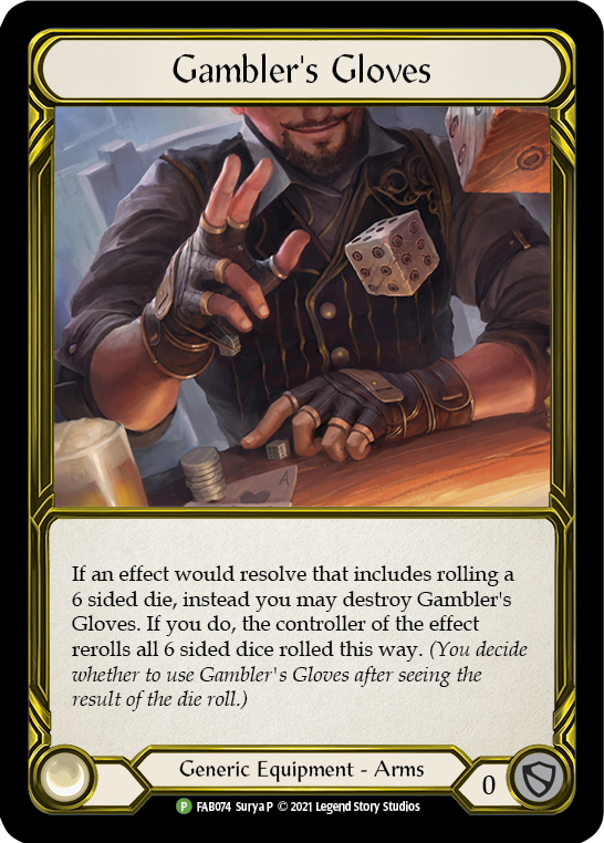 Gambler's Gloves (Golden) [FAB074] (Promo)  Cold Foil | Good Games Cannington