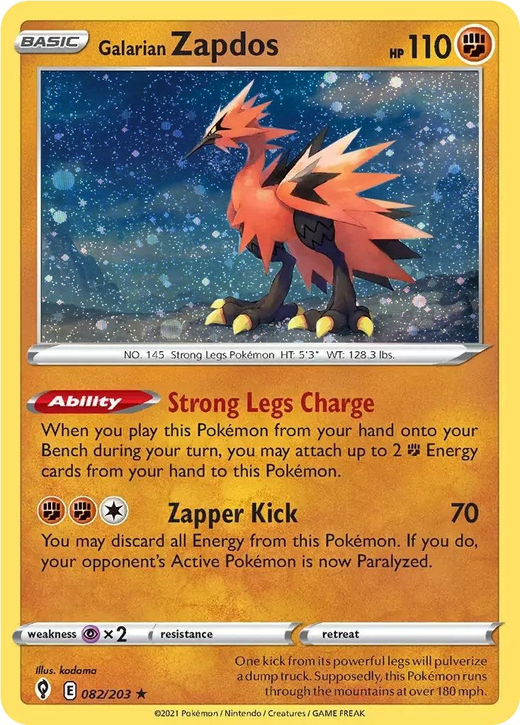 Galarian Zapdos (082/203) (Cosmos Holo) [Sword & Shield: Evolving Skies] | Good Games Cannington