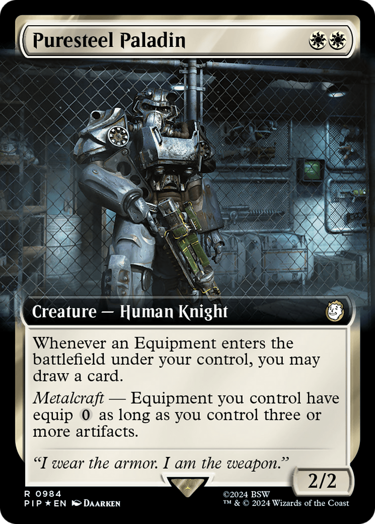 Puresteel Paladin (Extended Art) (Surge Foil) [Fallout] | Good Games Cannington