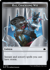 Emblem - Ral, Crackling Wit // Bushy Bodyguard Double-Sided Token [Bloomburrow Tokens] | Good Games Cannington