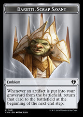 Thopter // Emblem - Daretti, Scrap Savant Double-Sided Token [Commander Masters Tokens] | Good Games Cannington