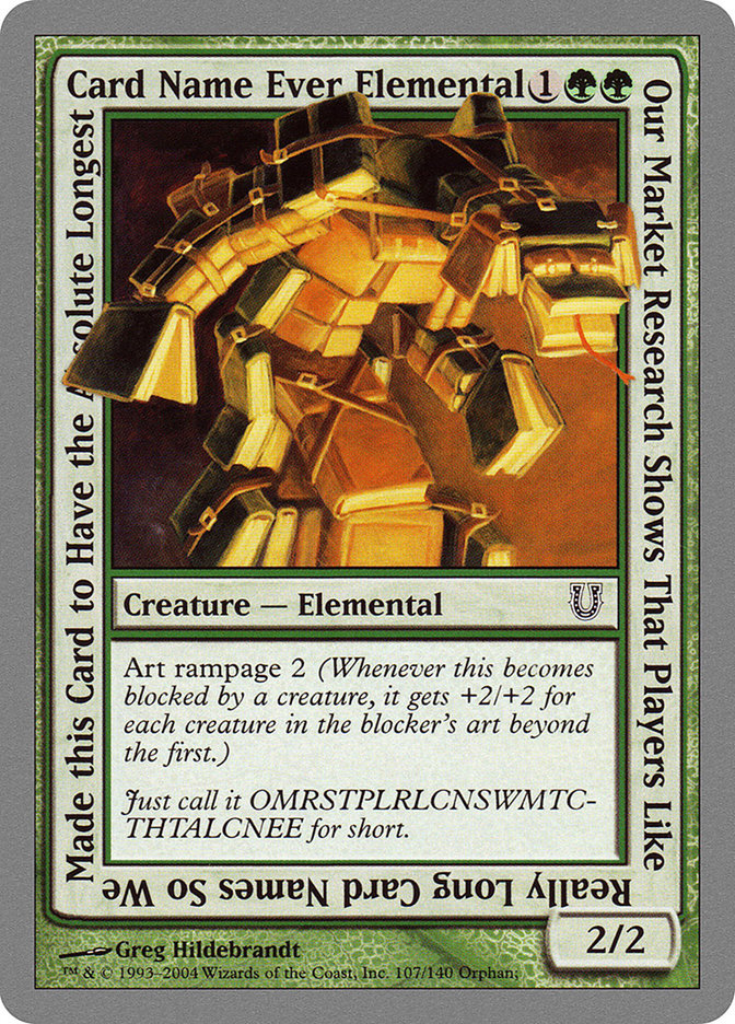 Our Market Research Shows That Players Like Really Long Card Names So We Made this Card to Have the Absolute Longest Card Name Ever Elemental [Unhinged] | Good Games Cannington