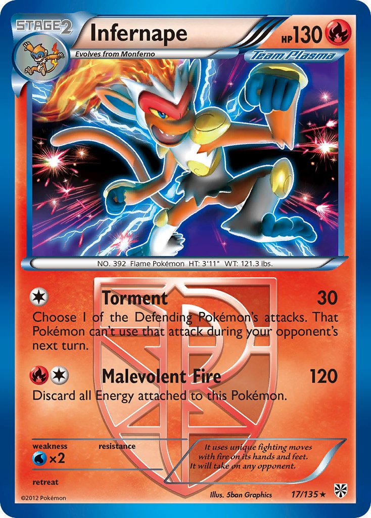 Infernape (17/135) (Theme Deck Exclusive) [Black & White: Plasma Storm] | Good Games Cannington