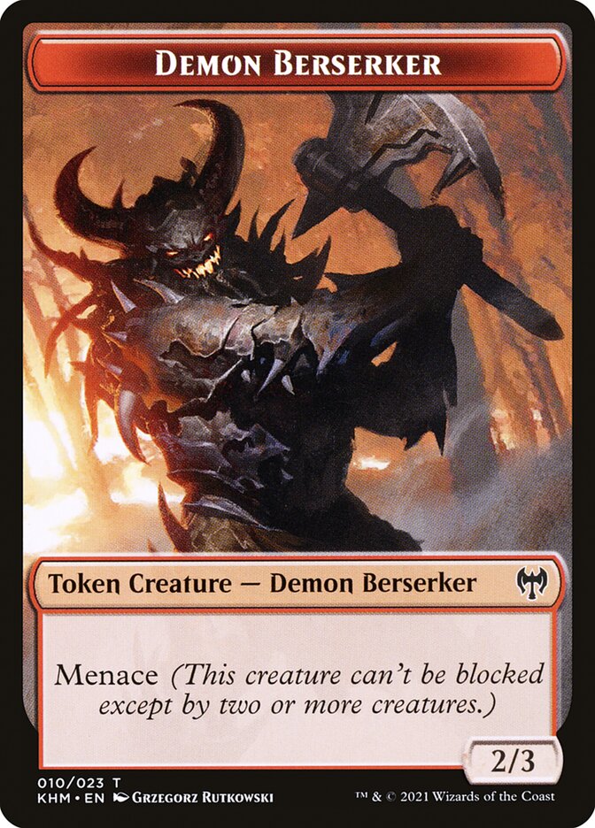 Dwarf Berserker // Demon Berserker Double-Sided Token [Kaldheim Tokens] | Good Games Cannington