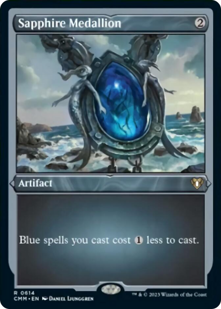Sapphire Medallion (Foil Etched) [Commander Masters] | Good Games Cannington
