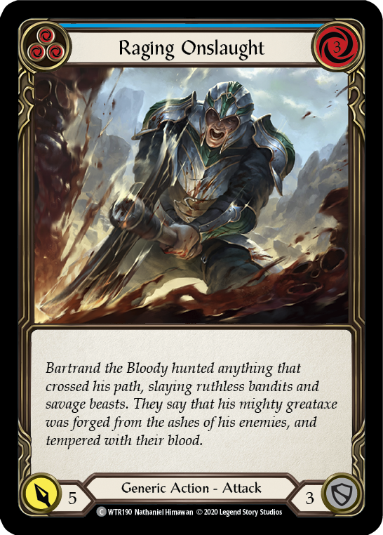 Raging Onslaught (Blue) [U-WTR190] (Welcome to Rathe Unlimited)  Unlimited Rainbow Foil | Good Games Cannington