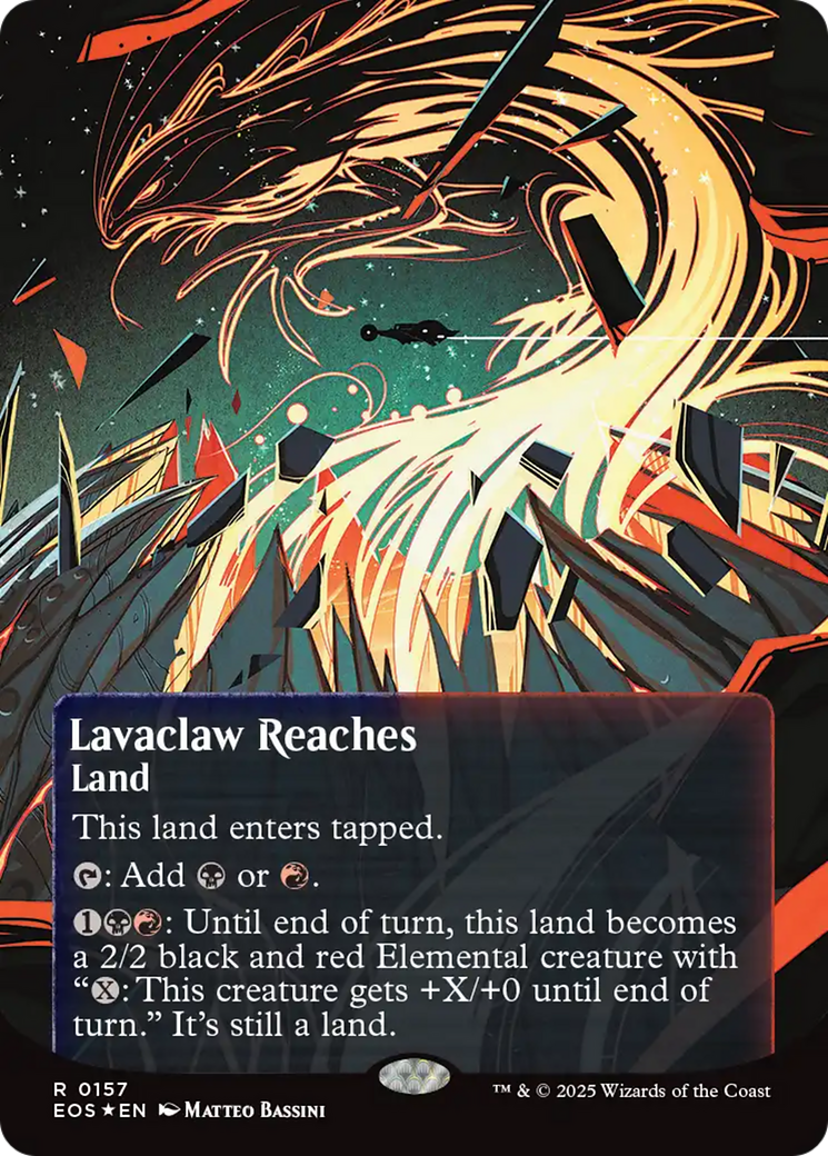 Lavaclaw Reaches (0157) (Borderless) (Galaxy Foil) [Edge of Eternities: Stellar Sights] | Good Games Cannington