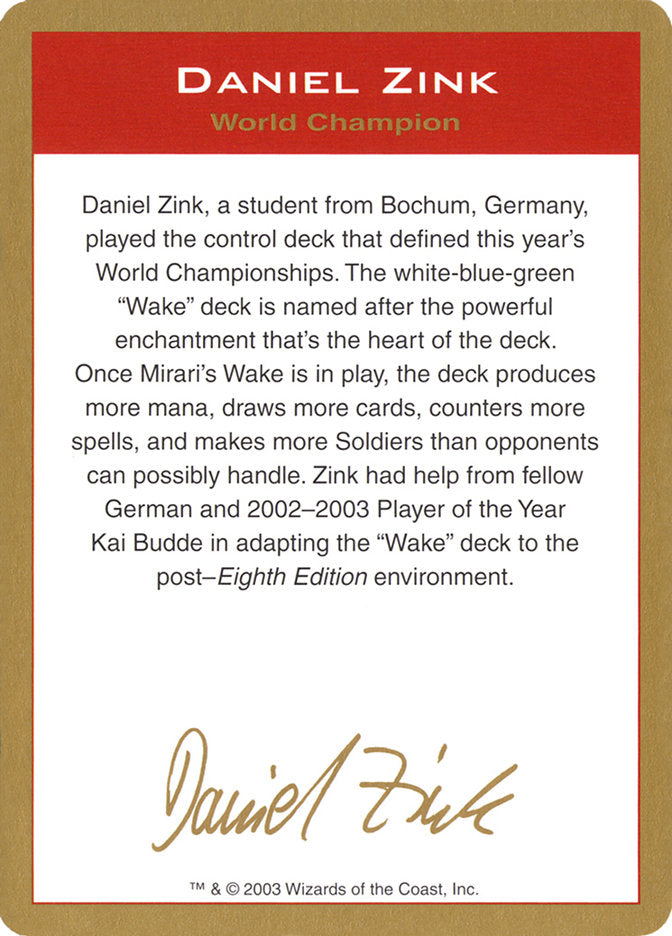 Daniel Zink Bio [World Championship Decks 2003] | Good Games Cannington