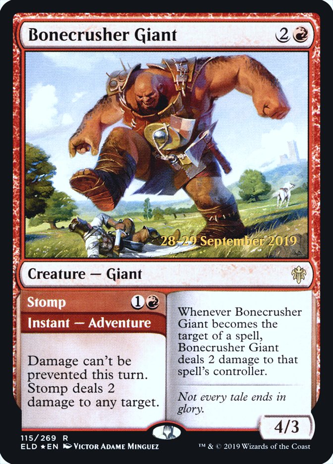 Bonecrusher Giant // Stomp [Throne of Eldraine Prerelease Promos] | Good Games Cannington