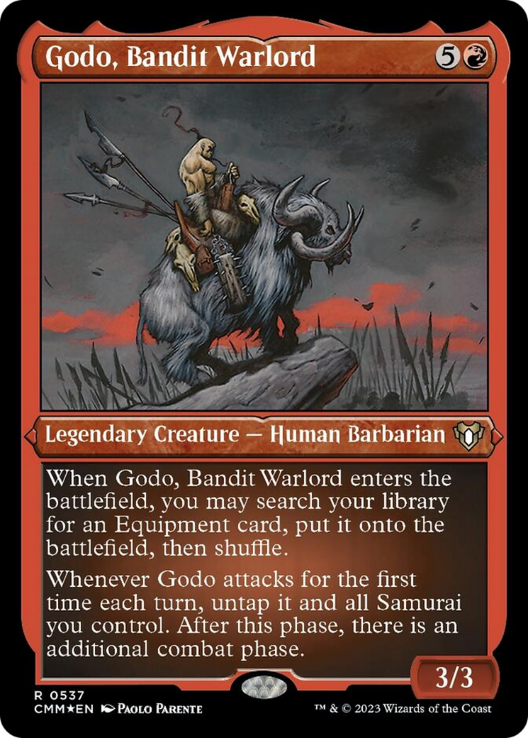 Godo, Bandit Warlord (Foil Etched) [Commander Masters] | Good Games Cannington