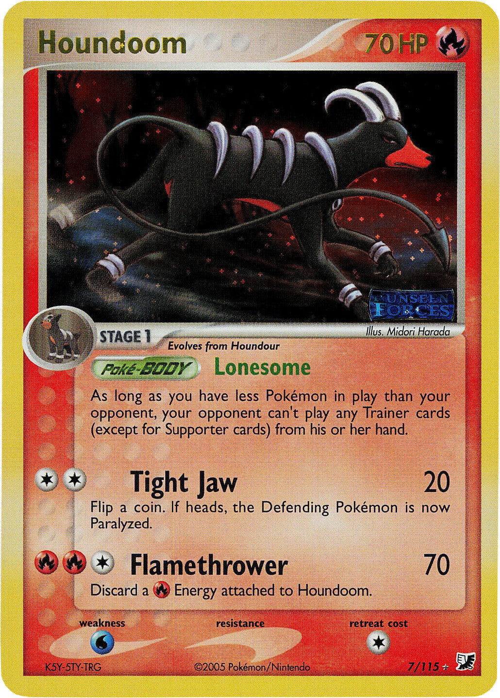 Houndoom (7/115) (Stamped) [EX: Unseen Forces] | Good Games Cannington