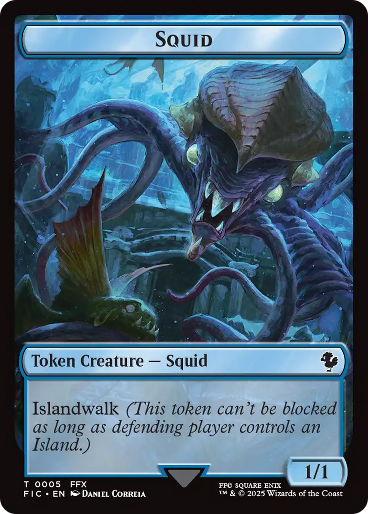 Spirit // Squid Double-Sided Token (Surge Foil) [FINAL FANTASY Commander Tokens] | Good Games Cannington