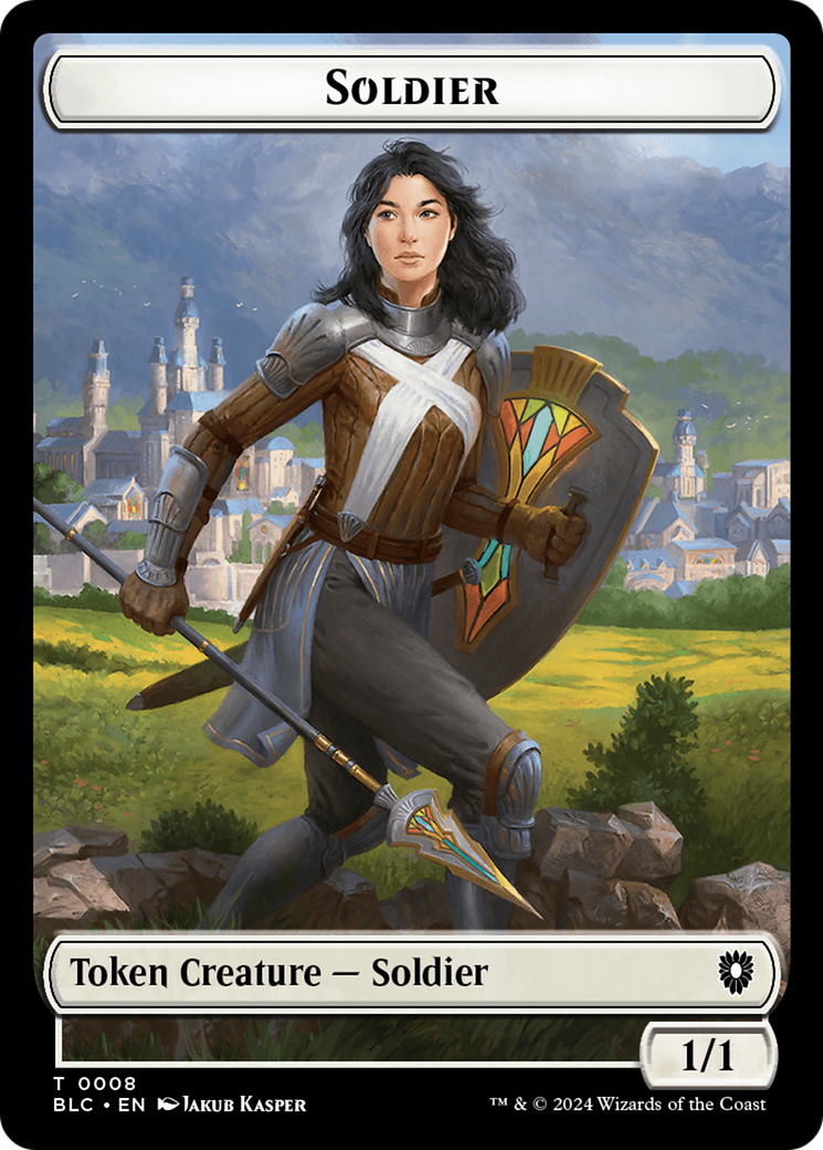 Human // Soldier Double-Sided Token [Bloomburrow Commander Tokens] | Good Games Cannington