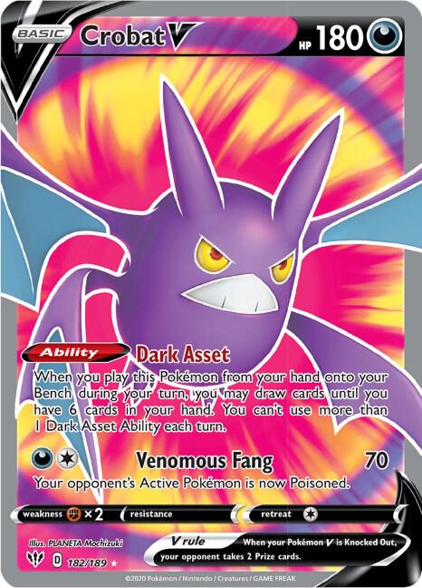 Crobat V Full Art 182/189 (SWSH03: Darkness Ablaze)  - Holofoil | Good Games Cannington
