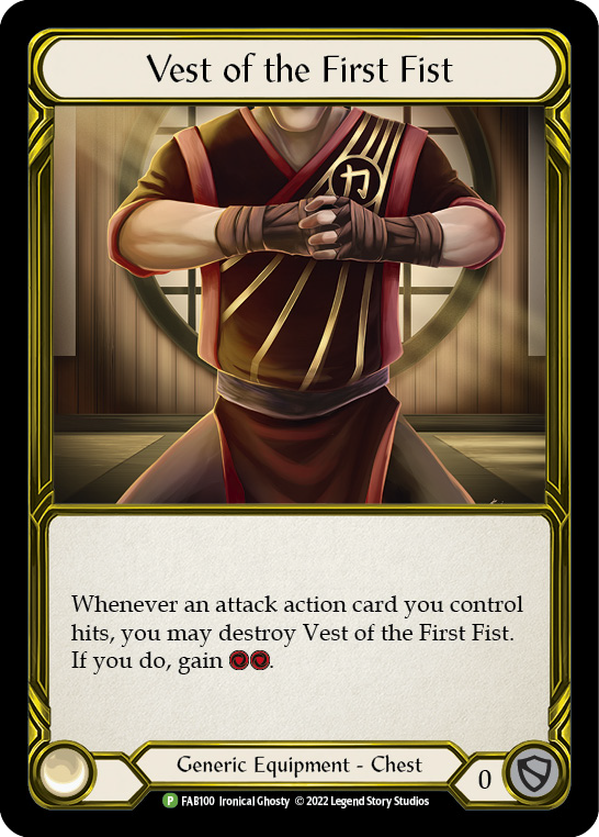 Vest of the First Fist (Golden) [FAB100] (Promo)  Cold Foil | Good Games Cannington
