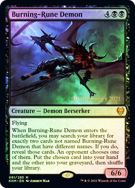 Burning-Rune Demon [Kaldheim Prerelease Promos] | Good Games Cannington