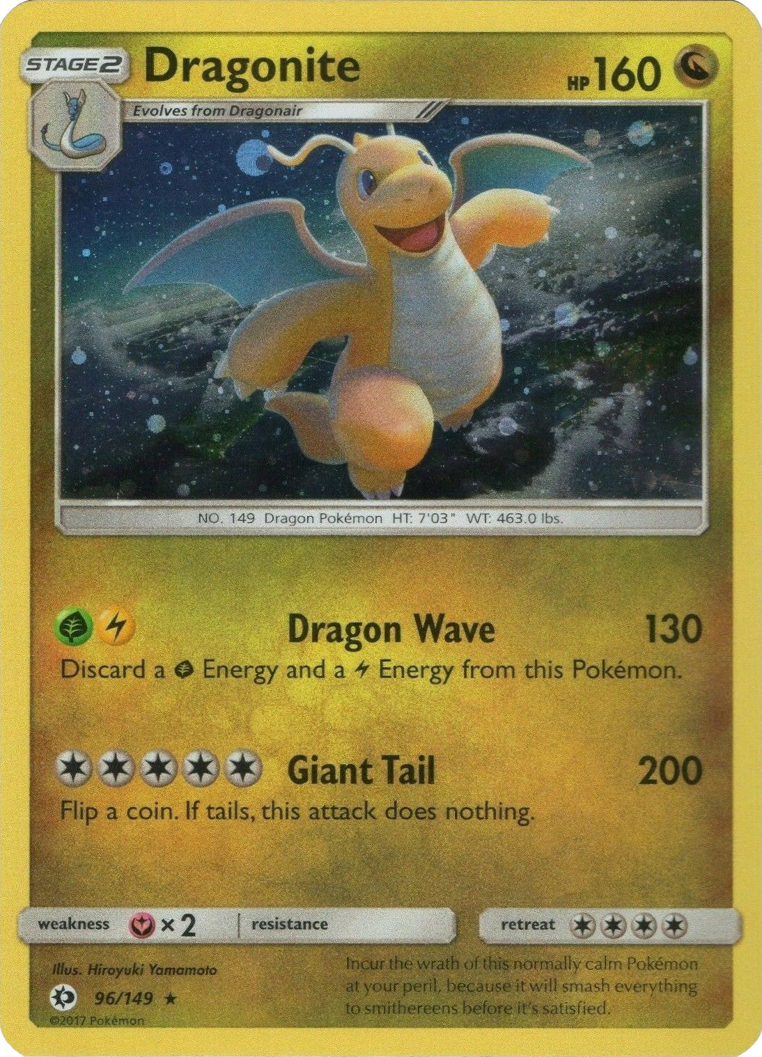 Dragonite (96/149) (Cosmos Holo) [Sun & Moon: Base Set] | Good Games Cannington
