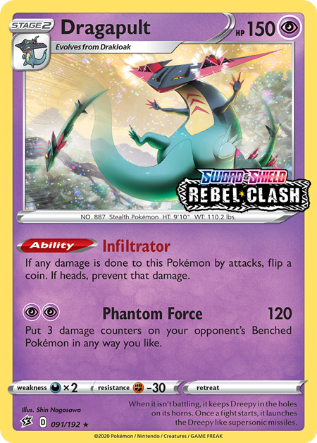 Dragapult (091/192) (Rebel Clash Stamped) [Sword & Shield: Black Star Promos] | Good Games Cannington