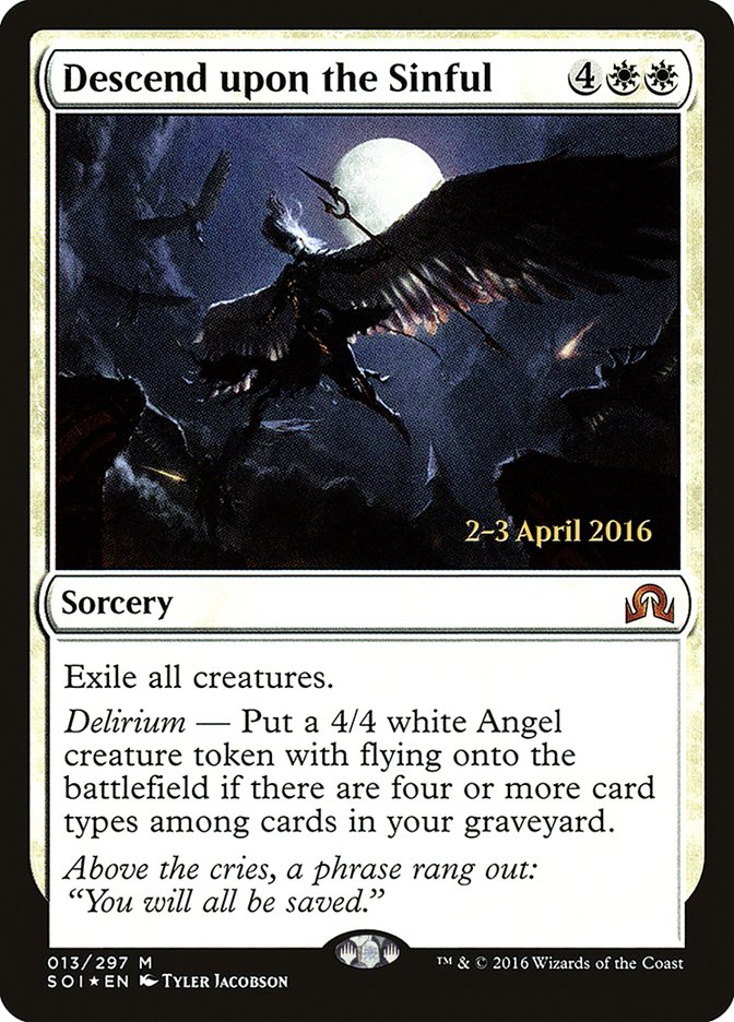 Descend upon the Sinful [Shadows over Innistrad Prerelease Promos] | Good Games Cannington
