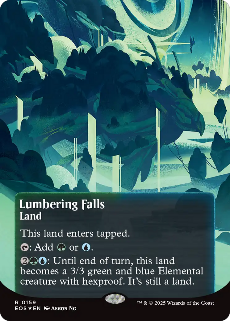 Lumbering Falls (0159) (Borderless) (Galaxy Foil) [Edge of Eternities: Stellar Sights] | Good Games Cannington