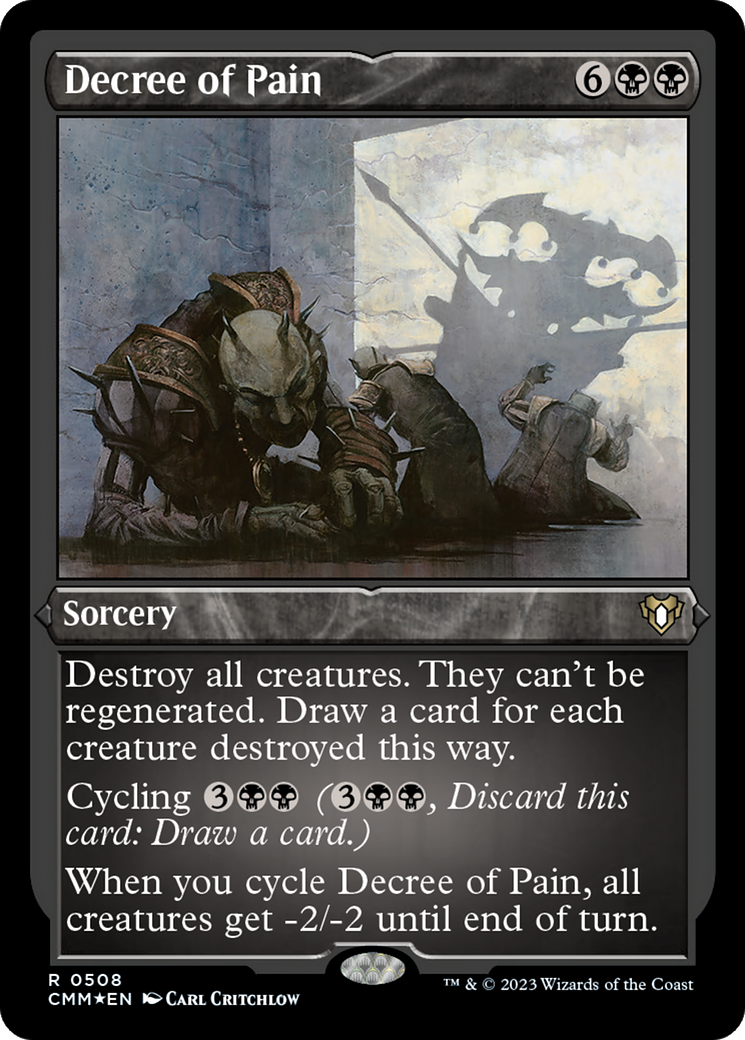 Decree of Pain (Foil Etched) [Commander Masters] | Good Games Cannington
