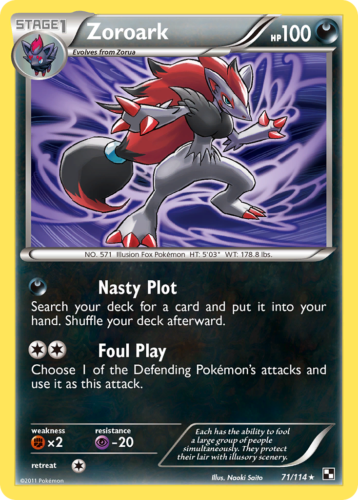 Zoroark (71/114) (Theme Deck Exclusive) [Black & White: Base Set] | Good Games Cannington