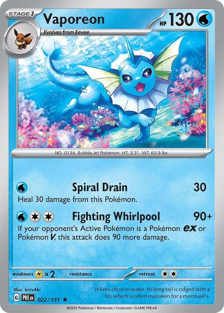Vaporeon (022/131) [Scarlet & Violet: Prismatic Evolutions] | Good Games Cannington