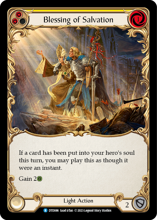 Blessing of Salvation (Yellow) [DTD086] (Dusk Till Dawn)  Rainbow Foil | Good Games Cannington