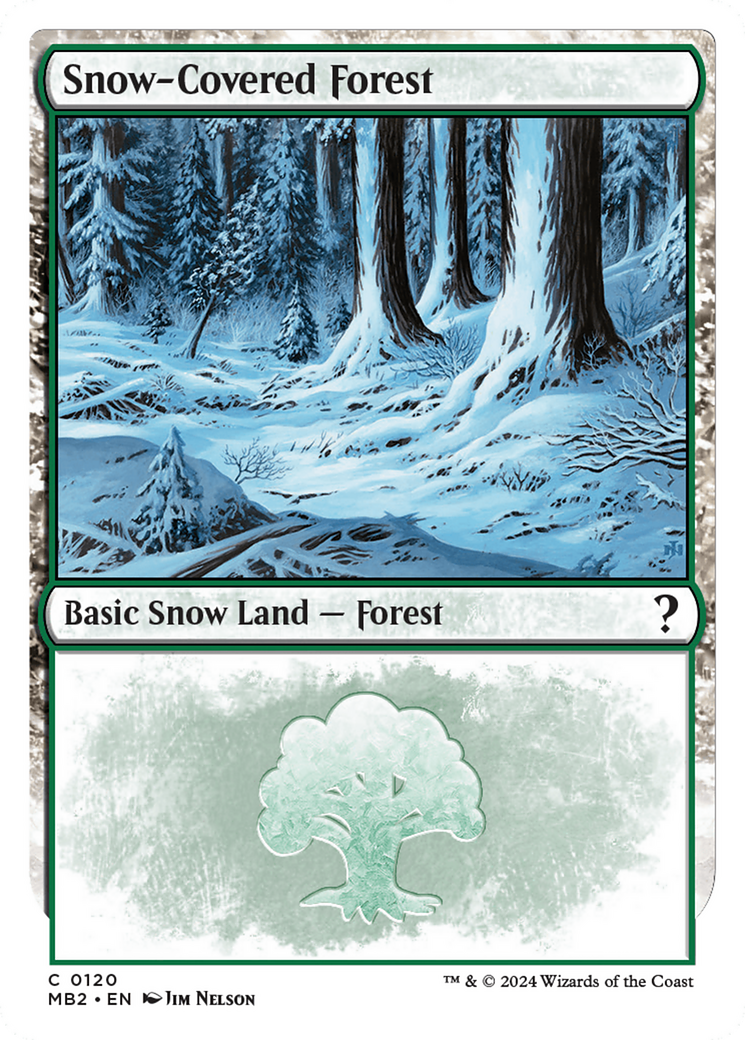 Snow-Covered Forest (White Border) [Mystery Booster 2] | Good Games Cannington