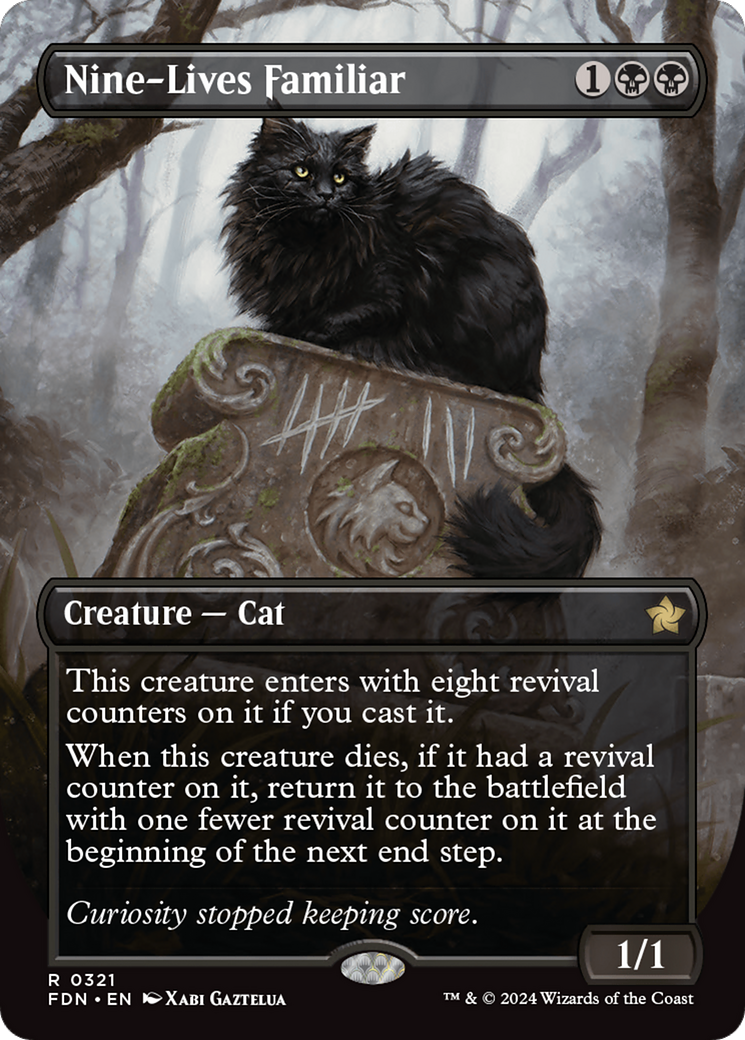 Nine-Lives Familiar (Borderless) [Foundations] | Good Games Cannington