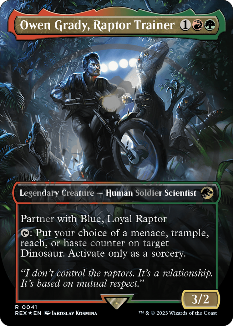 Owen Grady, Raptor Trainer (Emblem) (Borderless) [Jurassic World Collection Tokens] | Good Games Cannington