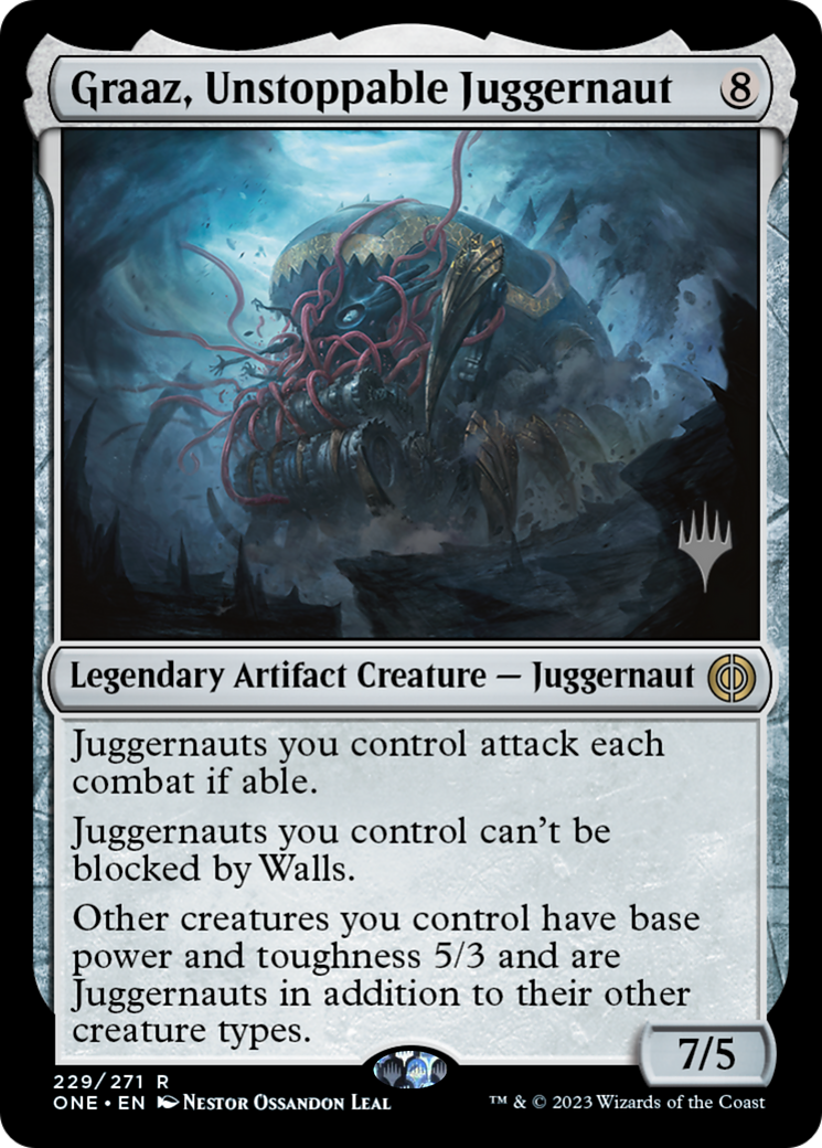Graaz, Unstoppable Juggernaut (Promo Pack) [Phyrexia: All Will Be One Promos] | Good Games Cannington