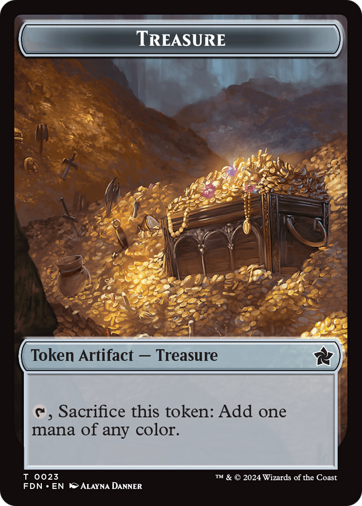 Goblin // Treasure Double-Sided Token [Foundations Tokens] | Good Games Cannington
