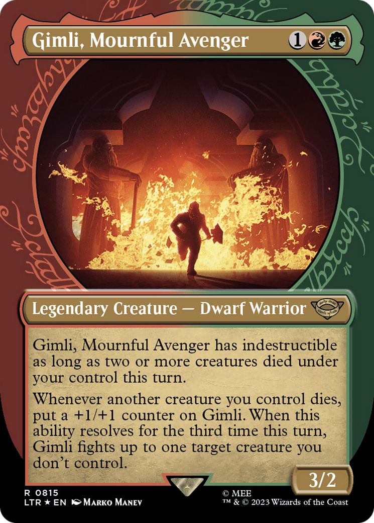 Gimli, Mournful Avenger (Showcase) (Surge Foil) [The Lord of the Rings: Tales of Middle-Earth] | Good Games Cannington