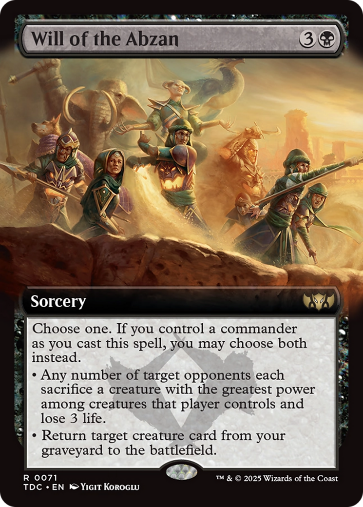 Will of the Abzan (Extended Art) [Tarkir: Dragonstorm Commander] | Good Games Cannington