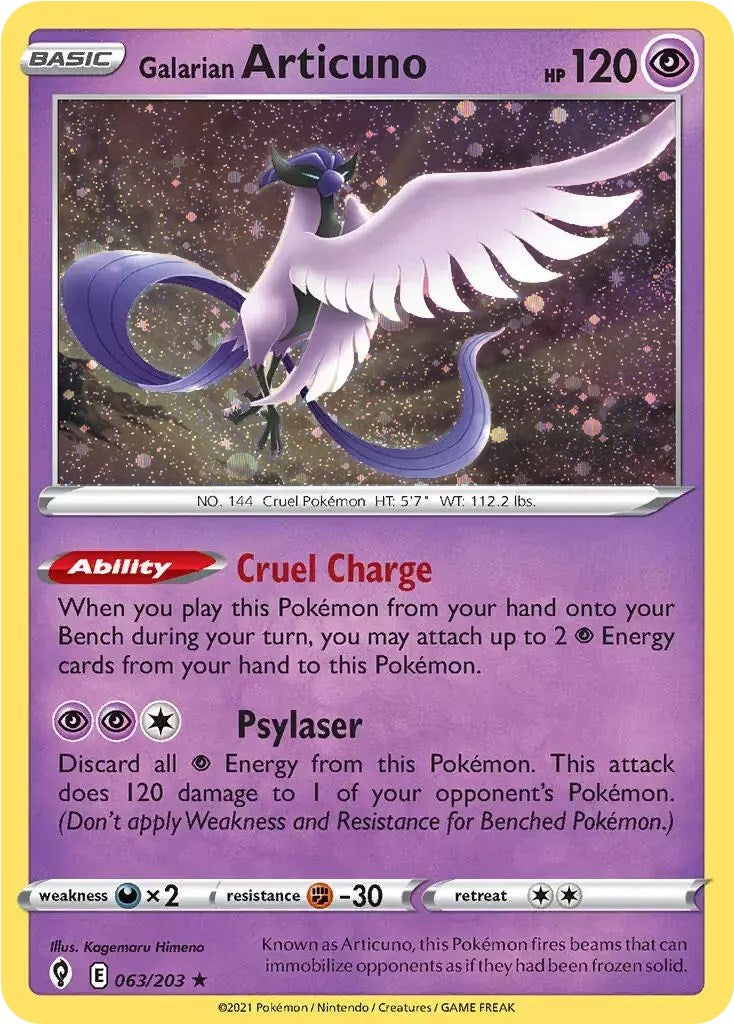 Galarian Articuno (063/203) (Cosmos Holo) [Sword & Shield: Evolving Skies] | Good Games Cannington
