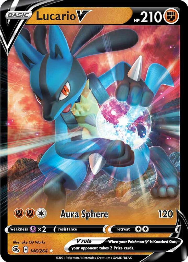 Lucario V 146/264 (SWSH08: Fusion Strike)  - Holofoil | Good Games Cannington