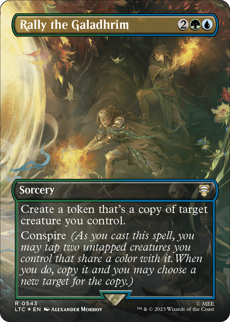 Rally the Galadhrim (Borderless) (Surge Foil) [The Lord of the Rings: Tales of Middle-Earth Commander] | Good Games Cannington