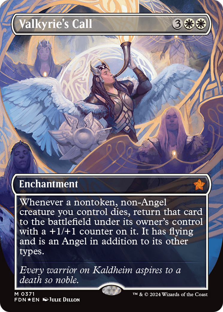 Valkyrie's Call (Borderless) (Mana Foil) [Foundations] | Good Games Cannington