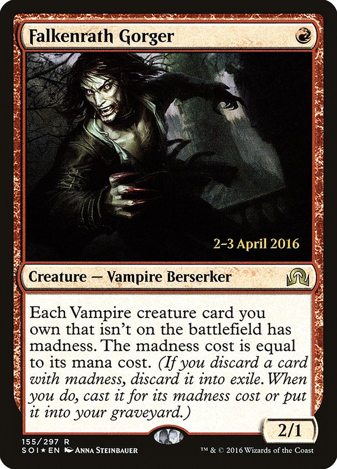 Falkenrath Gorger [Shadows over Innistrad Prerelease Promos] | Good Games Cannington