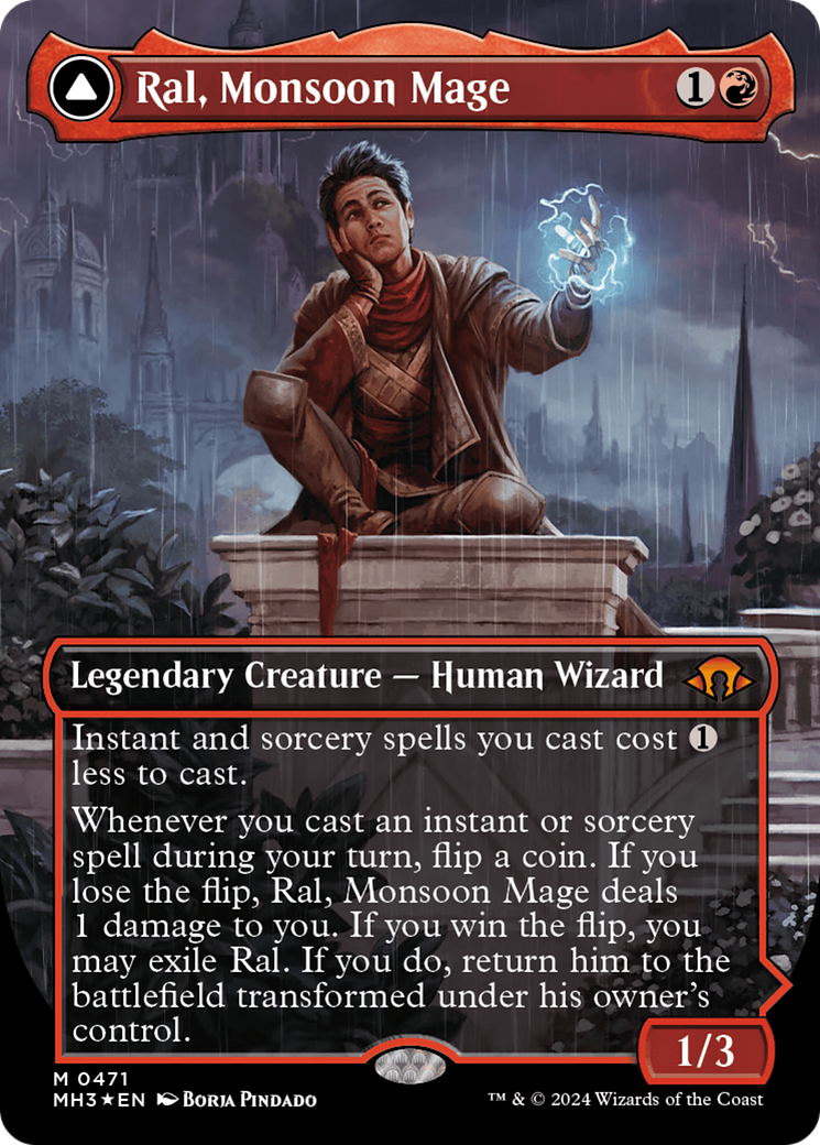 Ral, Monsoon Mage // Ral, Leyline Prodigy (Borderless) (Textured Foil) [Modern Horizons 3] | Good Games Cannington