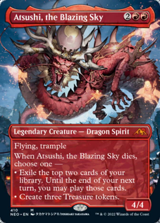 Atsushi, the Blazing Sky (Borderless Alternate Art) [Kamigawa: Neon Dynasty] | Good Games Cannington