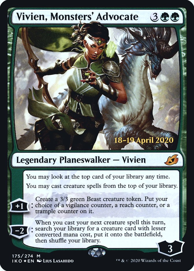 Vivien, Monsters' Advocate [Ikoria: Lair of Behemoths Prerelease Promos] | Good Games Cannington